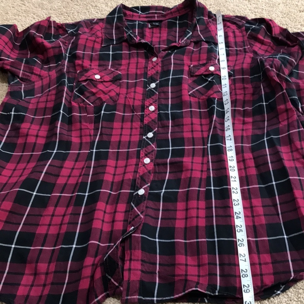 Torrid SZ 3X plaid front button cotton long sleeve shirt. - Picture 6 of 7